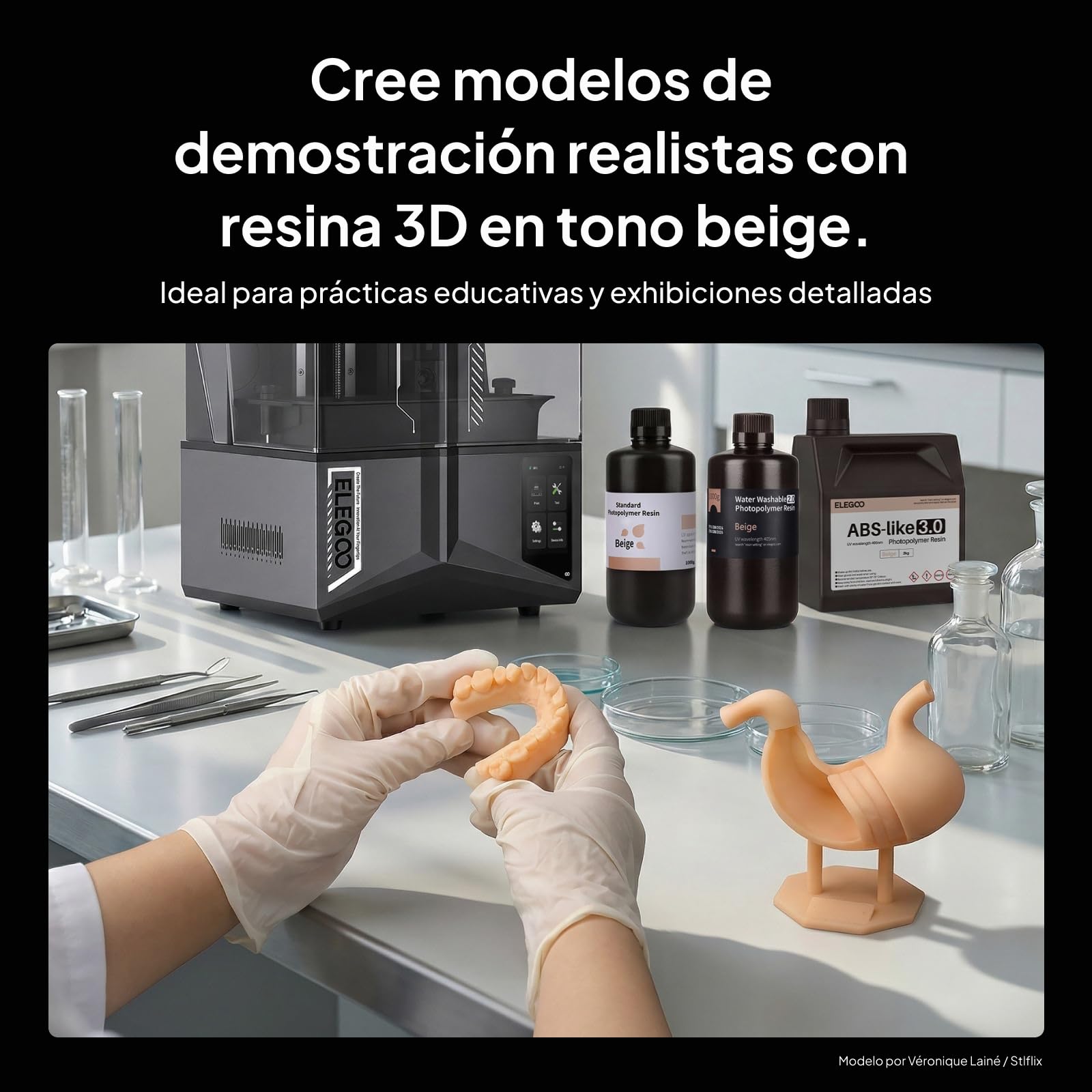 ELEGOO ABS-Like Resin 3.0+, Resina de Fotopolímero Mejorada para Impresoras 3D, Mayor Resistencia al Calor Curado Rápido, Alta Precisión, No quebradiza, Beige 2000g