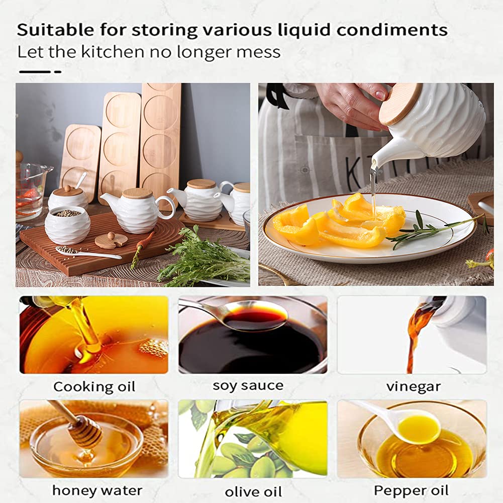 Keramik Öl Essig Spender Set Porzellan Gewürzgläser zum Würzen Weiß Öl Topf und Essig Flasche Behälter Küche Zubehör 3-teiliges Set