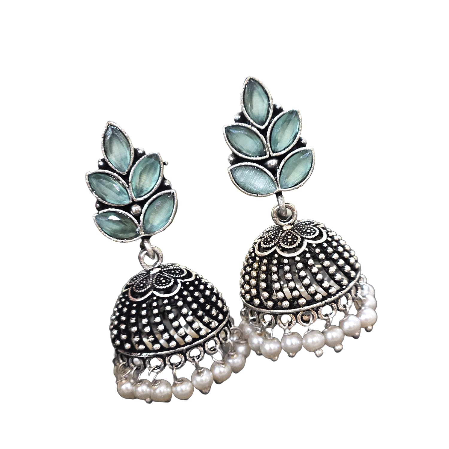Mrigangi Oxidised Silver Multicolor Stone Jhumka Jhumki Earring for Women and Girls (Turquoise) (B0DFZJS91M) Amazon Price History, Amazon Price Tracker