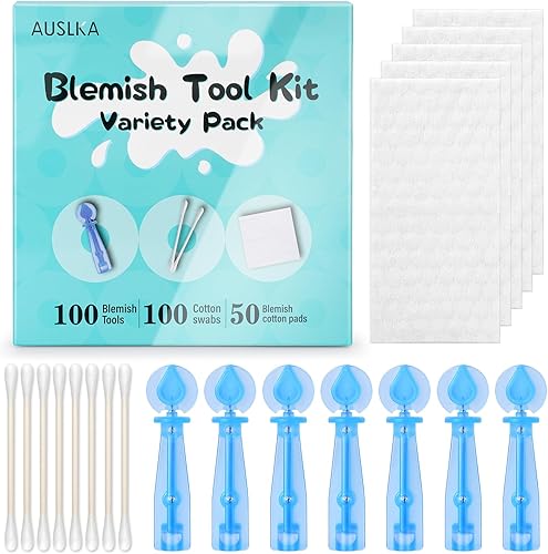 AUSLKA Kit de herramientas profesionales de agujas de imperfecciones, 250 piezas, herramientas desechables para eliminar manchas y almohadillas de