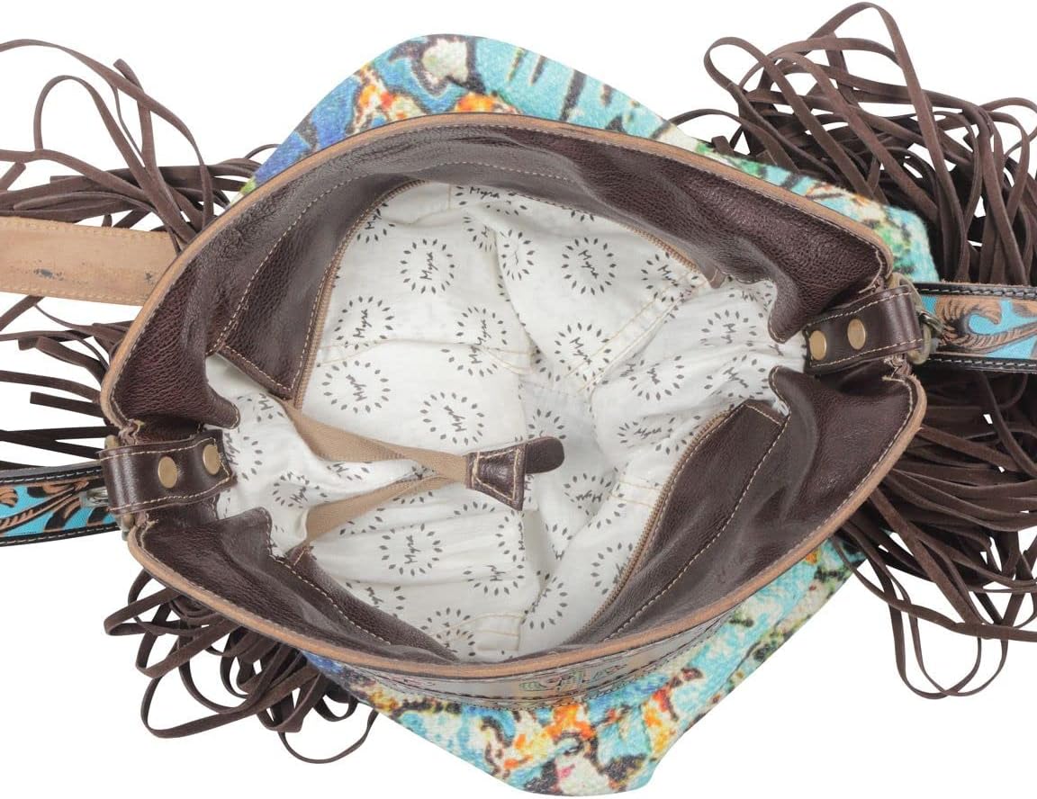 Myra Bag Western Leather Shoulder Bag for Women - Upcycled Canvas Hand-Tooled Bag Idealistic