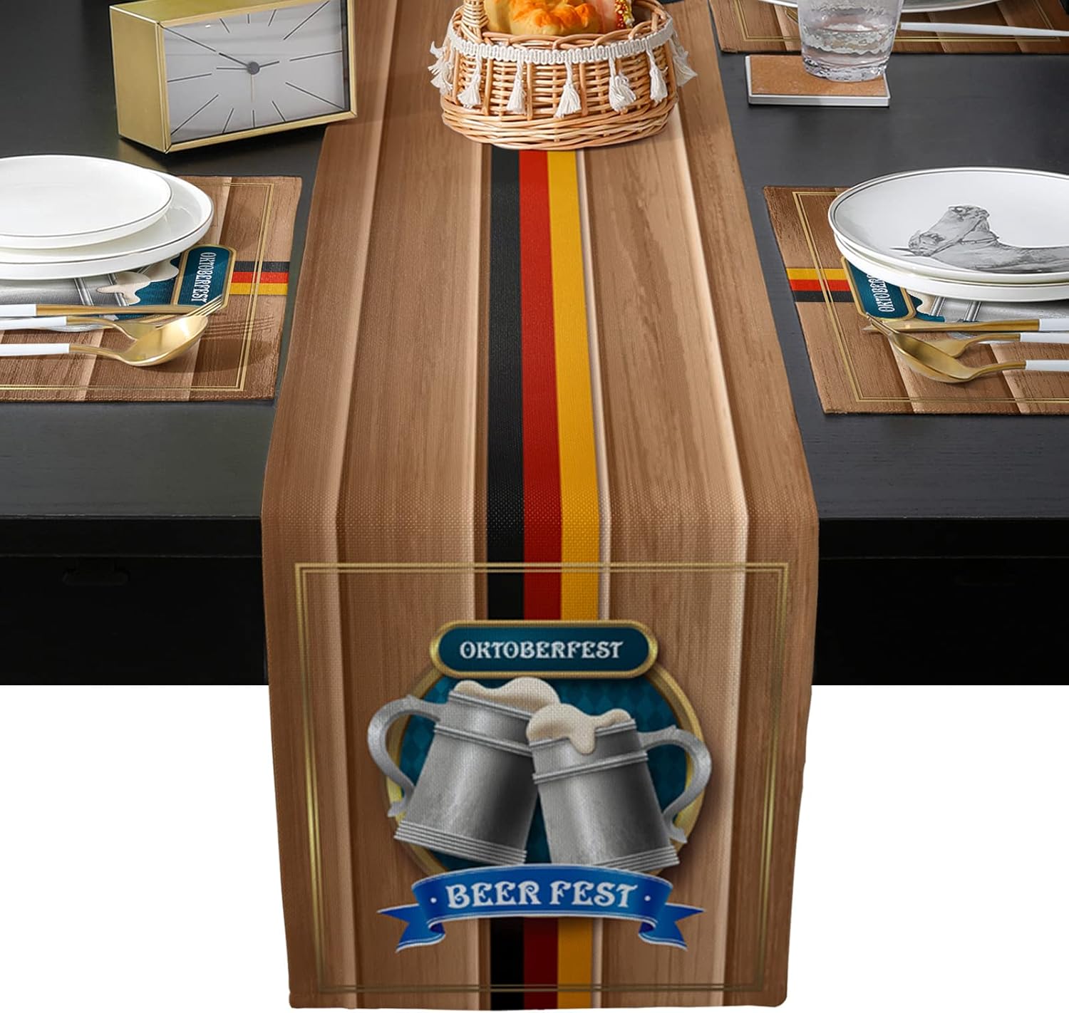 LBHAUSE Burlap Table Runner 90 Inch Long with Placemat Set