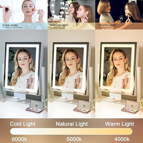 Miniatura 2 de Kottova Espejo de tocador con luces, espejo de maquillaje, espejo de Hollywood iluminado con tira LED regulable, 3 modos de color y espejo de