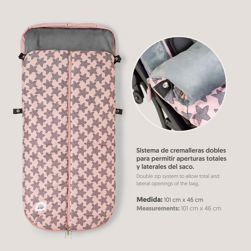 Saco Silla Paseo Universal Interbaby | Saco Bebe Invierno Suave, Cálido, Afelpado | Saco Carro Bebe Invierno Desmontable, Doble Apertura, Lavado Fácil, Materiales Antialérgicos