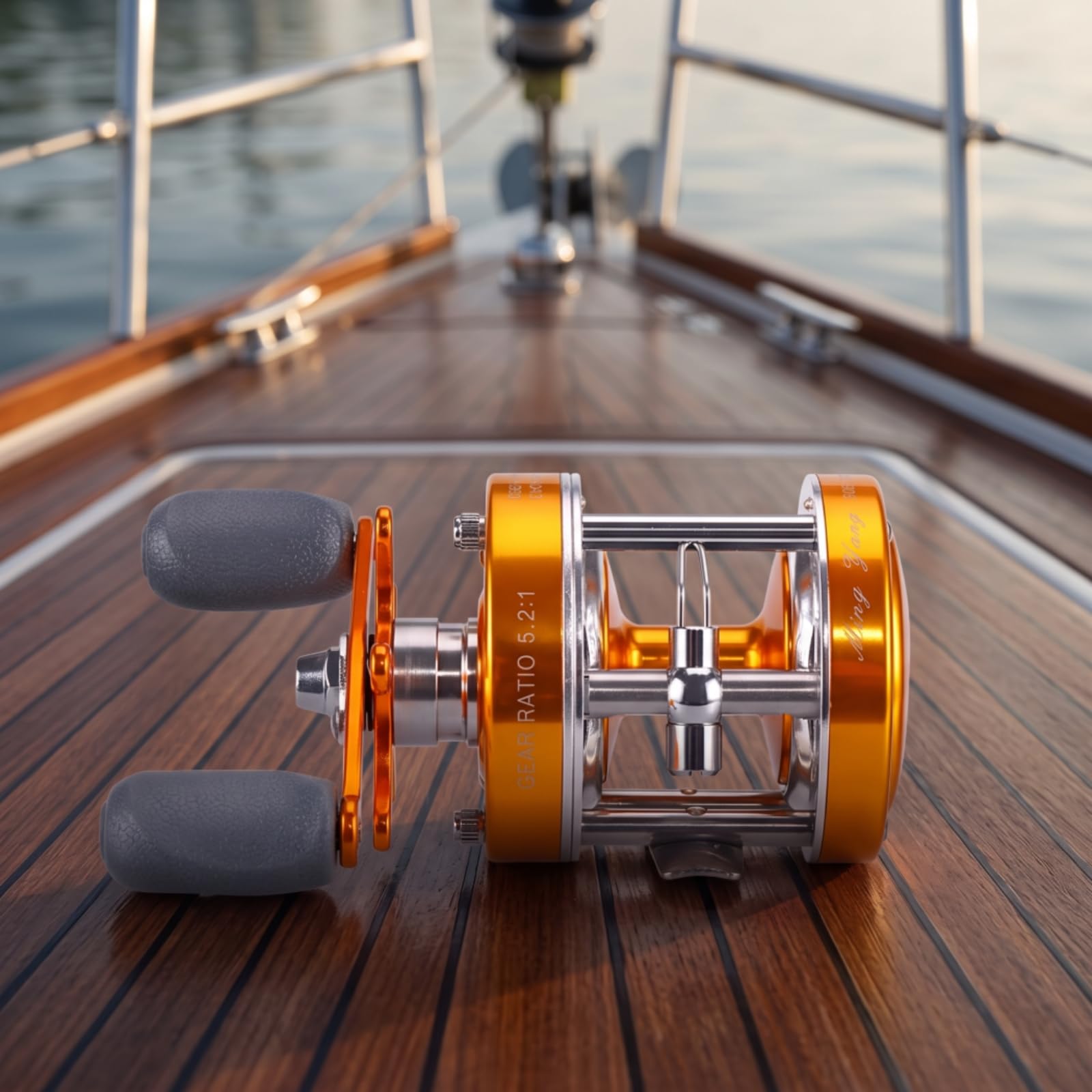 LOVIVER Carrete de Pesca Redondo para Lance Suave con Construcción Rígida de Metal Bobina Visible Guía de Línea y Freno Estelar Ajustable Empuñaduras Dobles