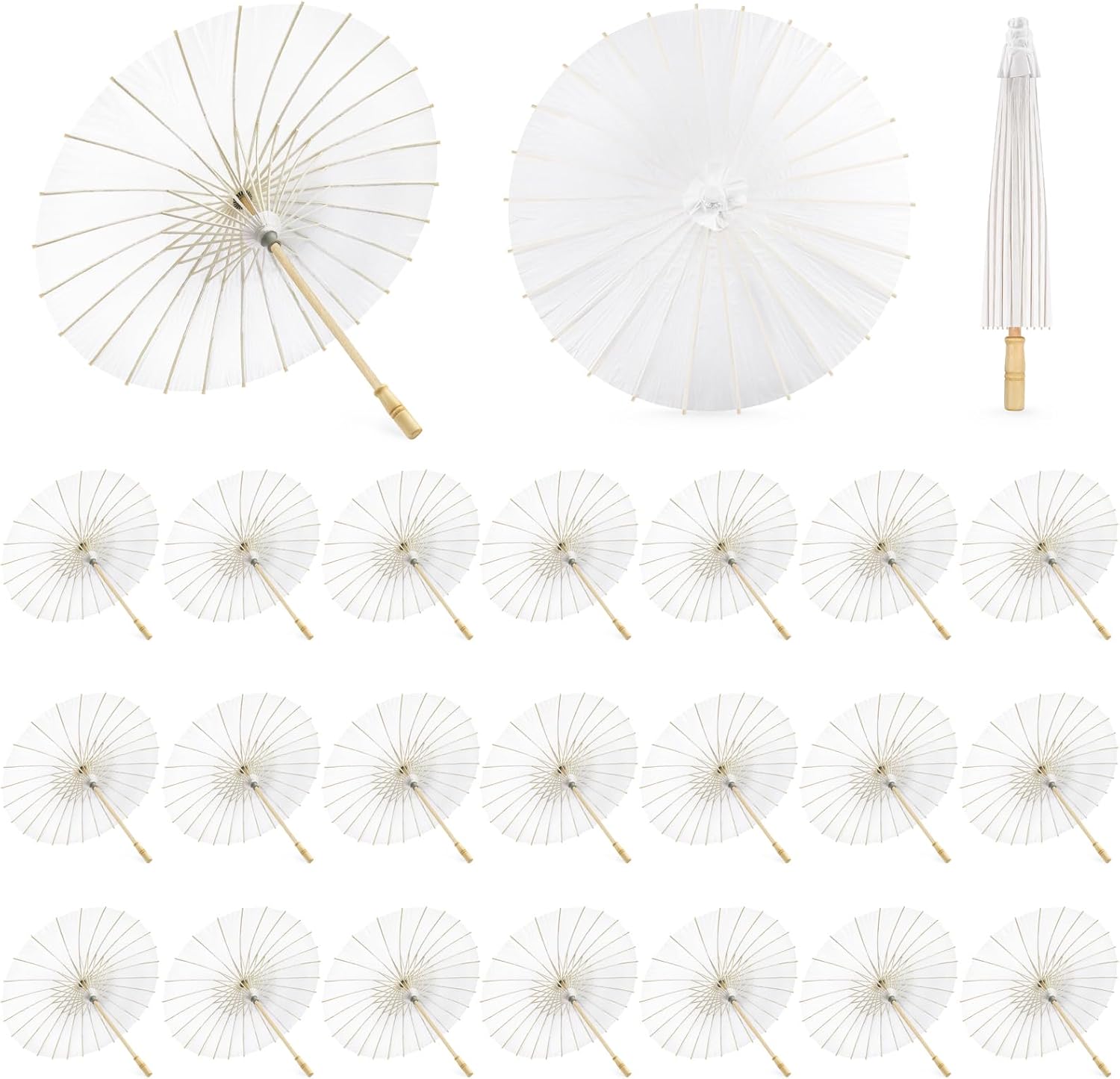 HOOMUU 24 Pack Paper Umbrellas for Weddings - Chinese Japanese Wedding Umbrellas Bulk for Women - 33 Inches DIY Painting Craft Decorative Umbrellas for Wedding Bridal Party Decor