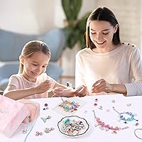 Vista 7 de Kit de fabricación de pulseras con dijes para niñas, regalo para niñas de 5, 6, 7, 8, 9, 10, suministros para hacer joyas, cuentas, kit de 68
