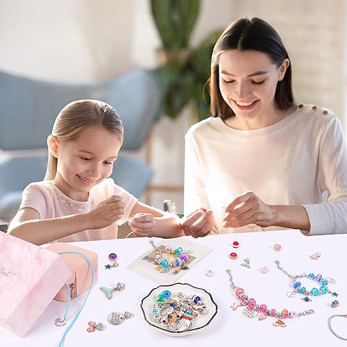 Miniatura 7 de Charm Bracelet Jewelry Making Kit - A Perfect Birthday Holiday Gift for Girls Age 6 7 8 9 10 with Portable Jewelry Box, Cute & Sparkling to Inspire