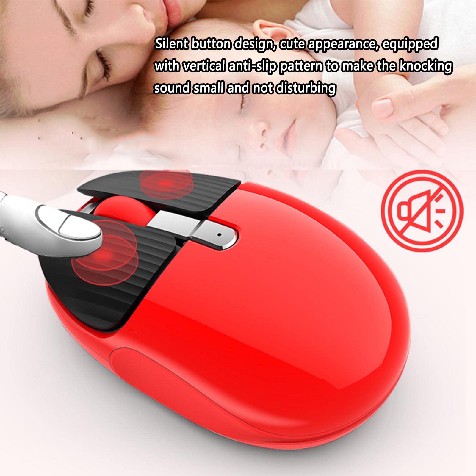 Mysz Bezprzewodowa mysz do laptopa USB do gier Bluetooth ergonomiczna mysz urządzenie wskazujące fotoelektryczny akumulator dla dziewczynek odbiornik magnetyczny gniazdo do przechowywania(Roze)
