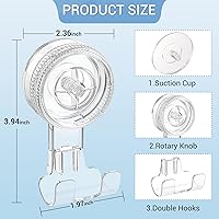 Vista 3 de LUXEAR Ganchos de succión de ducha, paquete de 2 ganchos de succión extraíbles y reutilizables, para ducha, impermeable, potente, ventosa, soporte