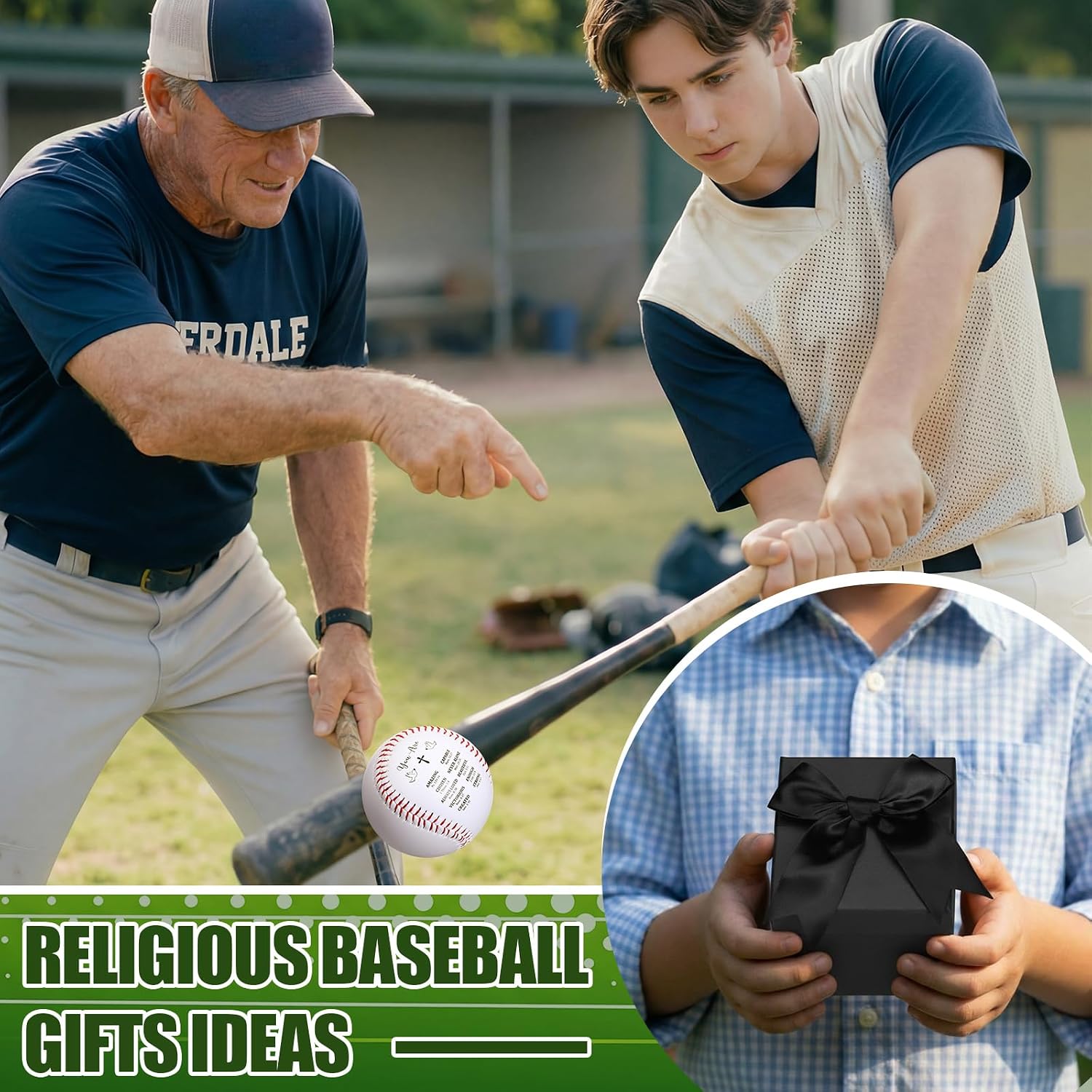 Religious Baseball Gift for Boys 8-12 Baptism First Communion Confirmation Inspirational Bible Verse with Box Basket Stuffer for Baseball Players Lovers Teen Godson
