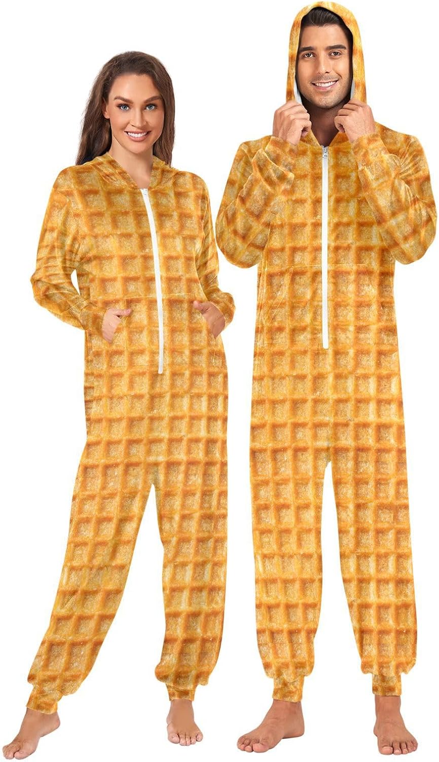Ollabaky Adult Pajamas for Men & Women Long Sleeve One-Piece Costume Sleepwear Jumpsuit