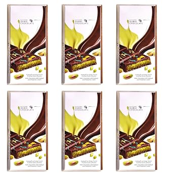 Dubai Chocolate Bar with Peanuts and Kunafali, Knafeh Dubai Chocalate, Chocolate Bar, Luxury Chocolate with Crispy Kunafali, Great for Giving Gifts, Chocolate Gift, 7oz, 6 Pieces