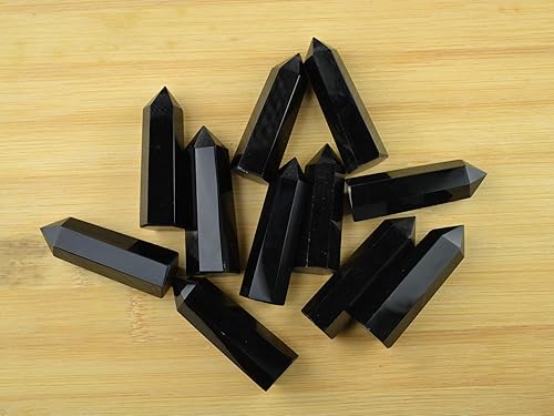 Miniatura 4 de Varitas de punta de obsidiana negra natural, cristal curativo de 2 pulgadas, 6 prisma facetado, reiki, chakras, meditación, obelisco, torre, regalo,