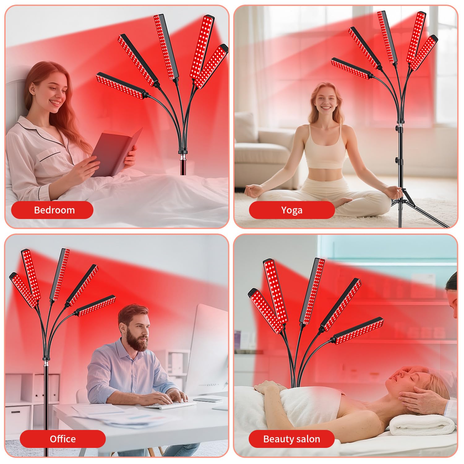 Cholas Red Light Therapy for Face Body, 5 Heads Red Infrared Light Therapy Devices, 7 Colors Red Light Therapy Lamp, 660nm and 850nm LED Near Infrared Light for Full Body, Face, Skin, Muscle