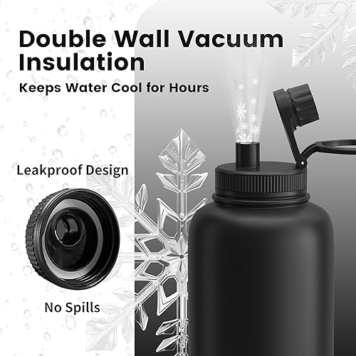 Miniatura 4 de Botella de agua para perros de 32 onzas con tazones, acero inoxidable aislado a prueba de fugas, botella de viaje portátil para senderismo,