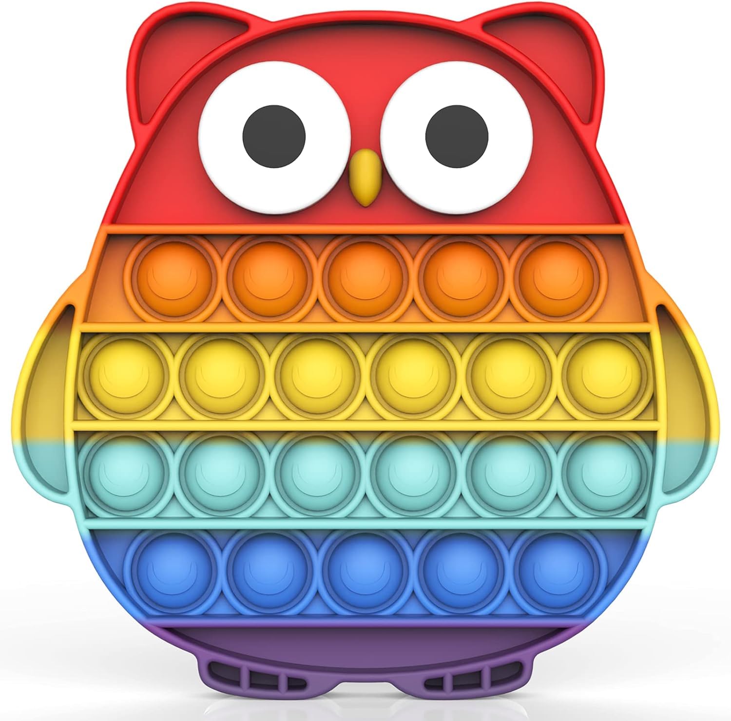 Bdwing Push and Pop Bubble Sensory Fidget Toy, Silicone Sensory Fidget Toy For Kids And Adults, Anxiety Relief Finger Toys, Autism for ADHD Squeeze Toys (RAINBOW-OWL)