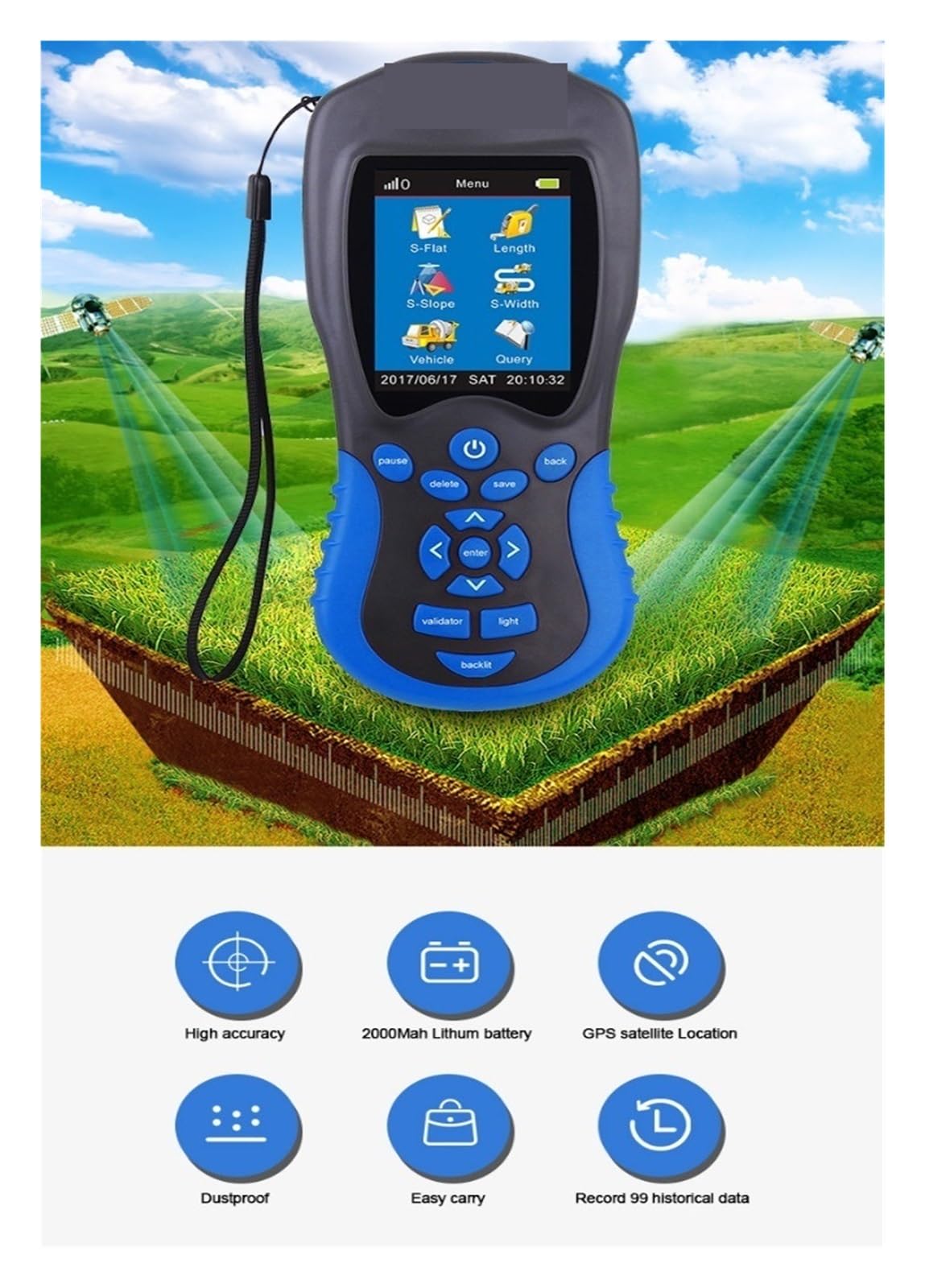 Metr powierzchni ziemi NF-188 GPS Miernik powierzchni Urządzenie do pomiaru powierzchni dla narzędzia do mapowania gruntów rolnych Miernik powierzchni Narzędzia sieciowe Sprzęt Pomiar odległości, powi