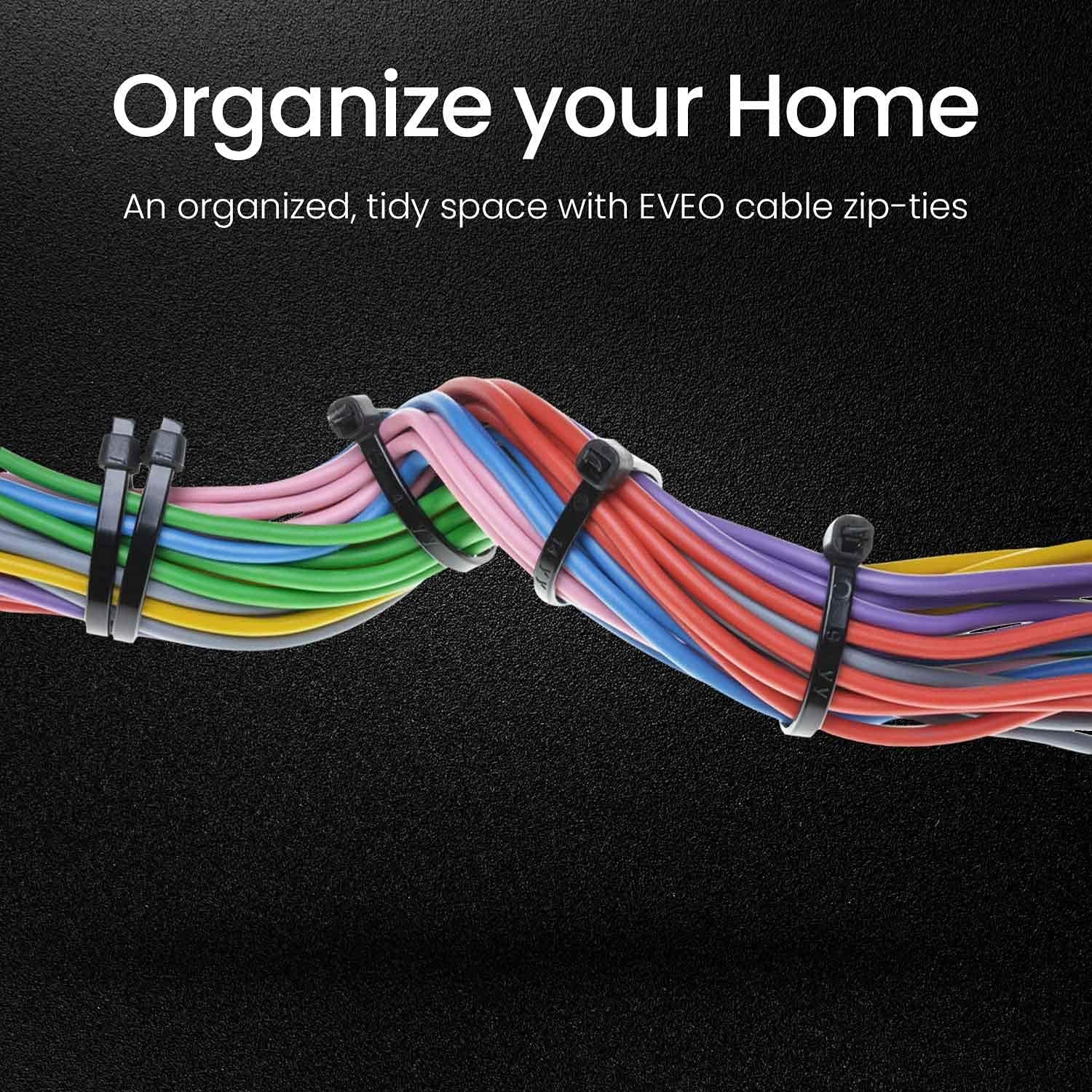 Zip Ties Heavy Duty (100 Pcs) - Zip Tie - Black Zip Ties - Zip Ties 8 Inch for Cable Management, Cable Ties & Electrical Cable Ties - Zipties, Electrical Cable Ties 8 Inch, Wire Ties