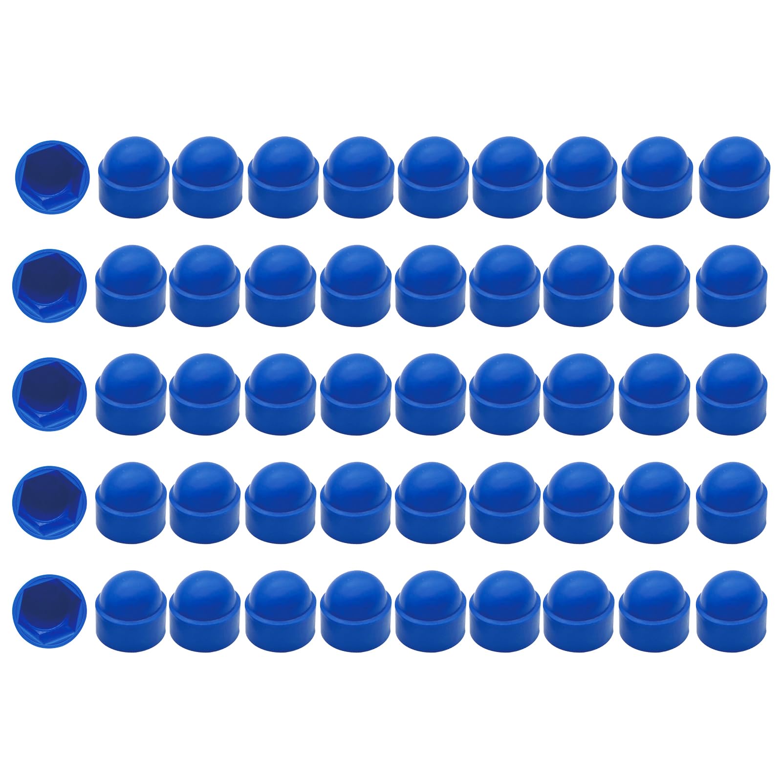 Leliafleury Hex Nut Cover, 50 Pcs 10 mm Plastic Dome Bolt Nut Protection Caps Cover for Bolts Hex Hexagon Screws, No Thread