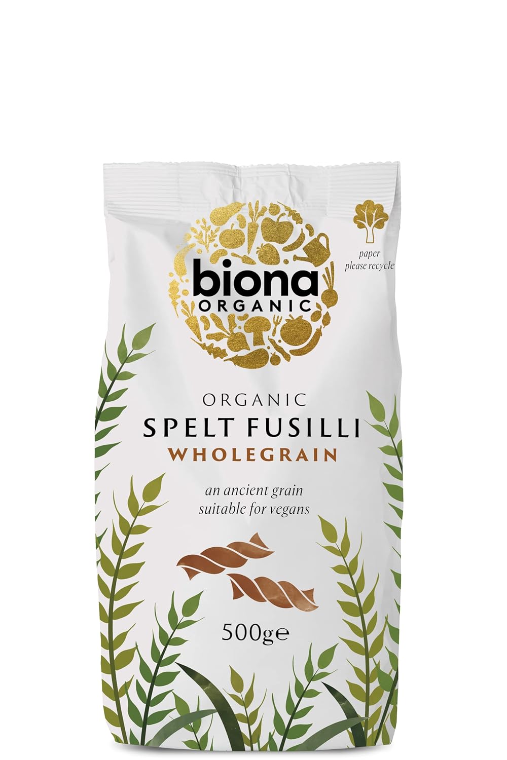 Biona Organic Wholemeal Spelt Fusilli 500g-2 Pack