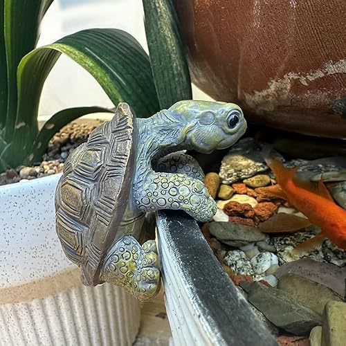 Miniatura 4 de Figura de tortuga trepadora, mini estatua de tortuga para decoración de terrario, adorno de hábitat de reptiles, decoración de acuario y jardín de