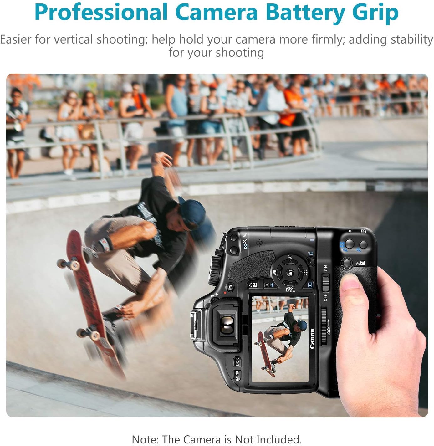 Neewer Pro Battery Grip (Replacement for BG-E8) for Canon EOS 550D/600D/650D/700D Rebel T2i/T3i/T4i/T5i + 2x 7.4V 1140mAh LP-E8 Replacement Battery