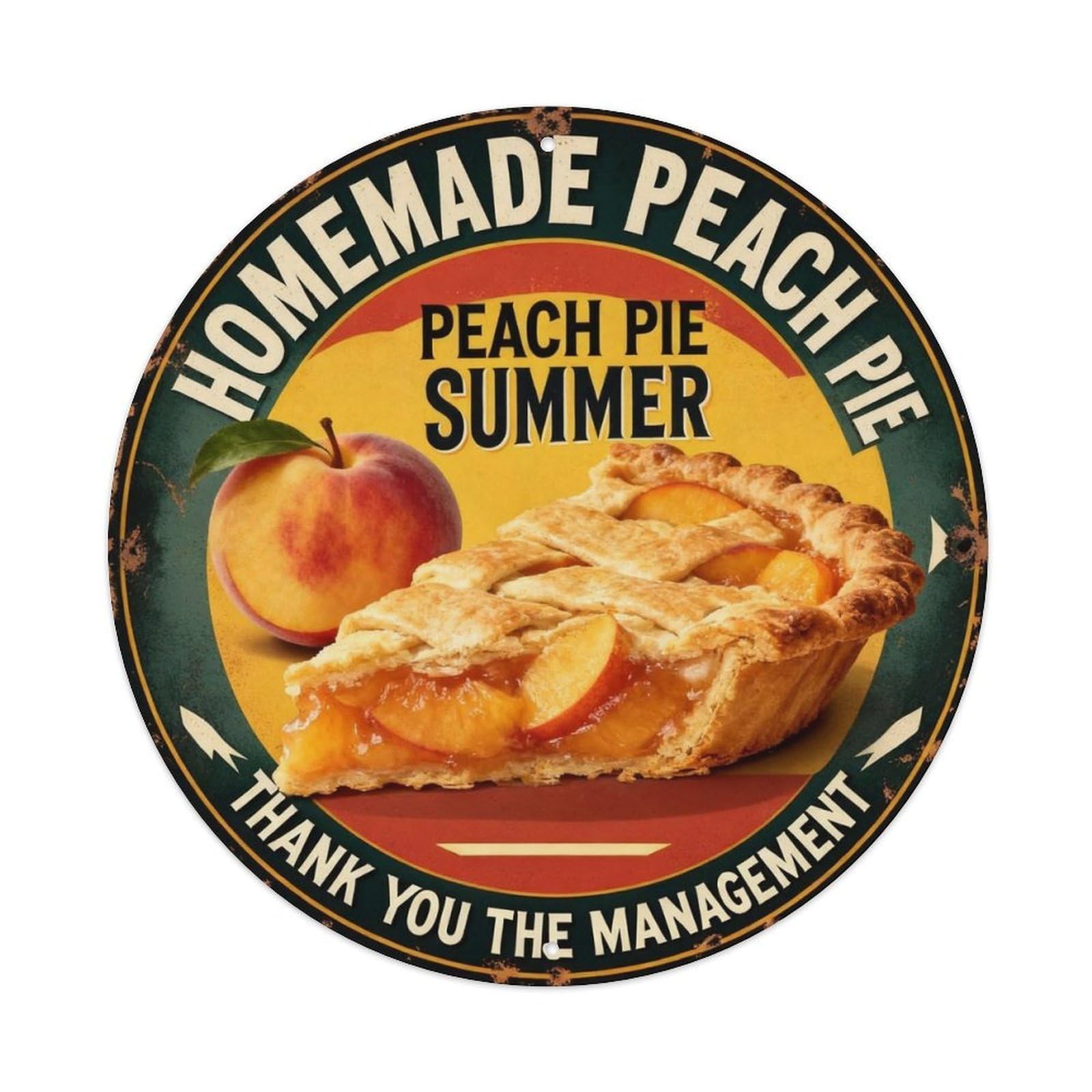 Homemade Peach Pie Summer Metal Tin Sign Plaque