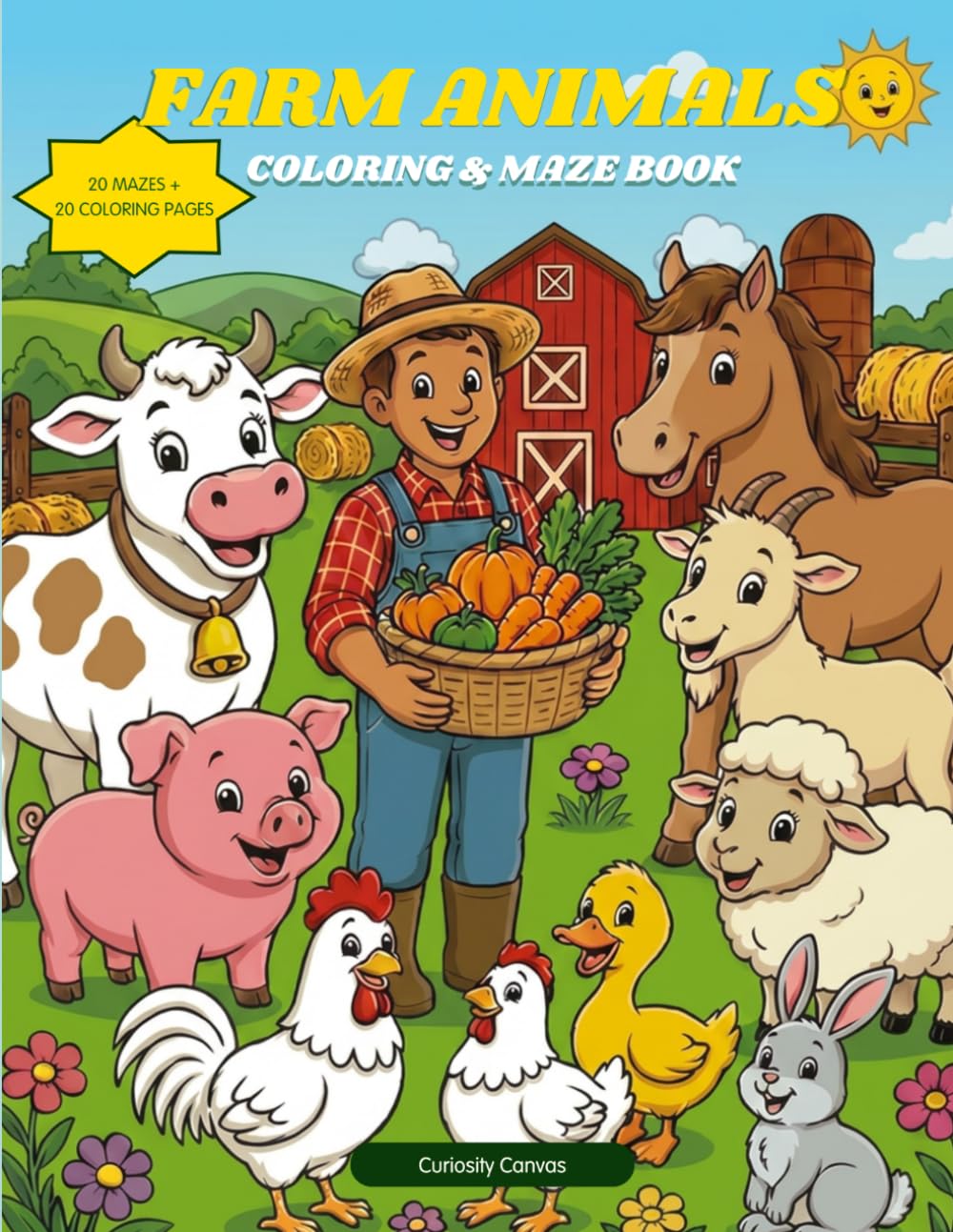 Farm Animals Coloring & Maze Book: 40 Fun Activities for Kids Ages 4–8