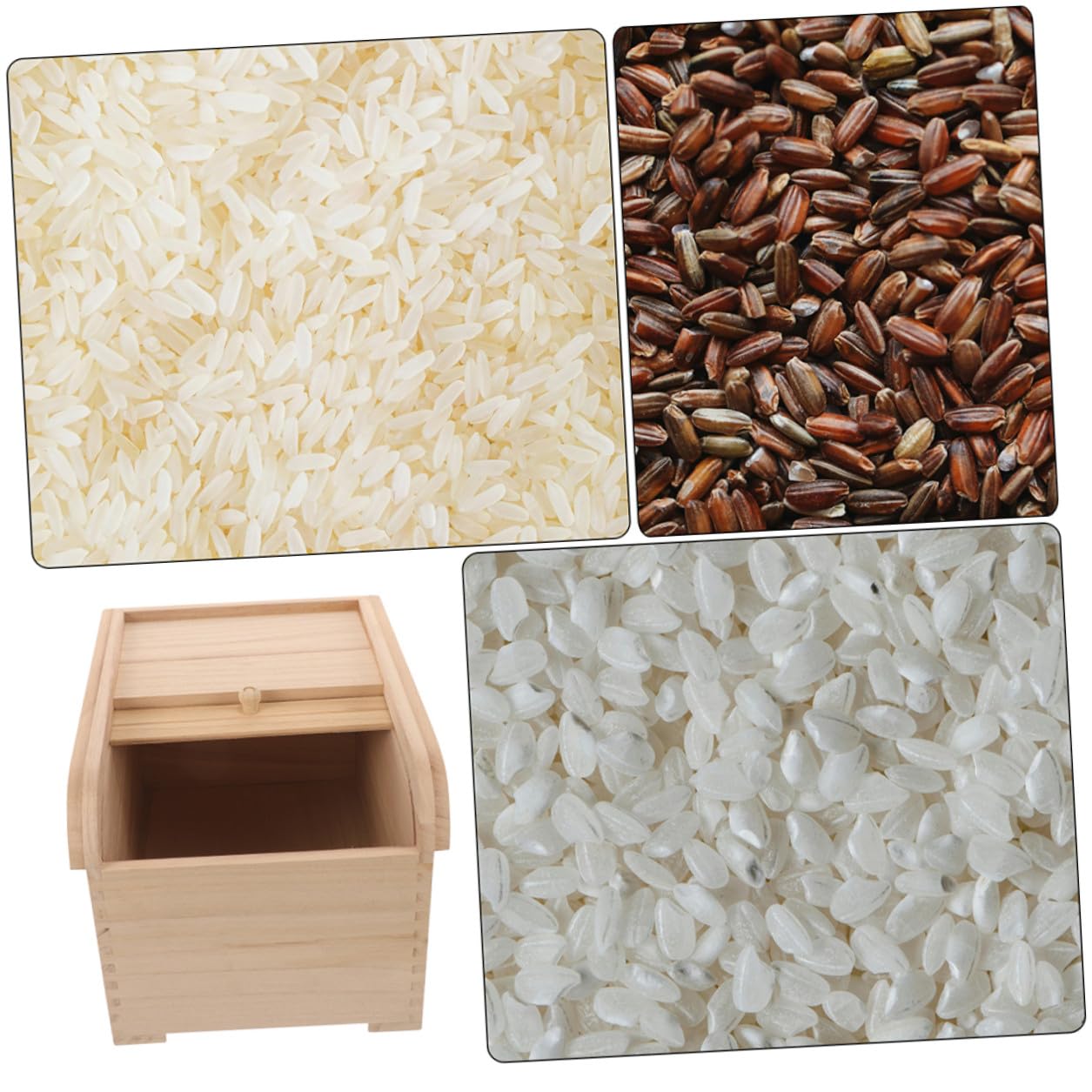 DOITOOL Holz Aufbewahrungsbox mit Deckel für Reis und Trockenlebensmittel Vorratsbehälter für Küche und Speisekammer mit Großem Fassungsvermögen
