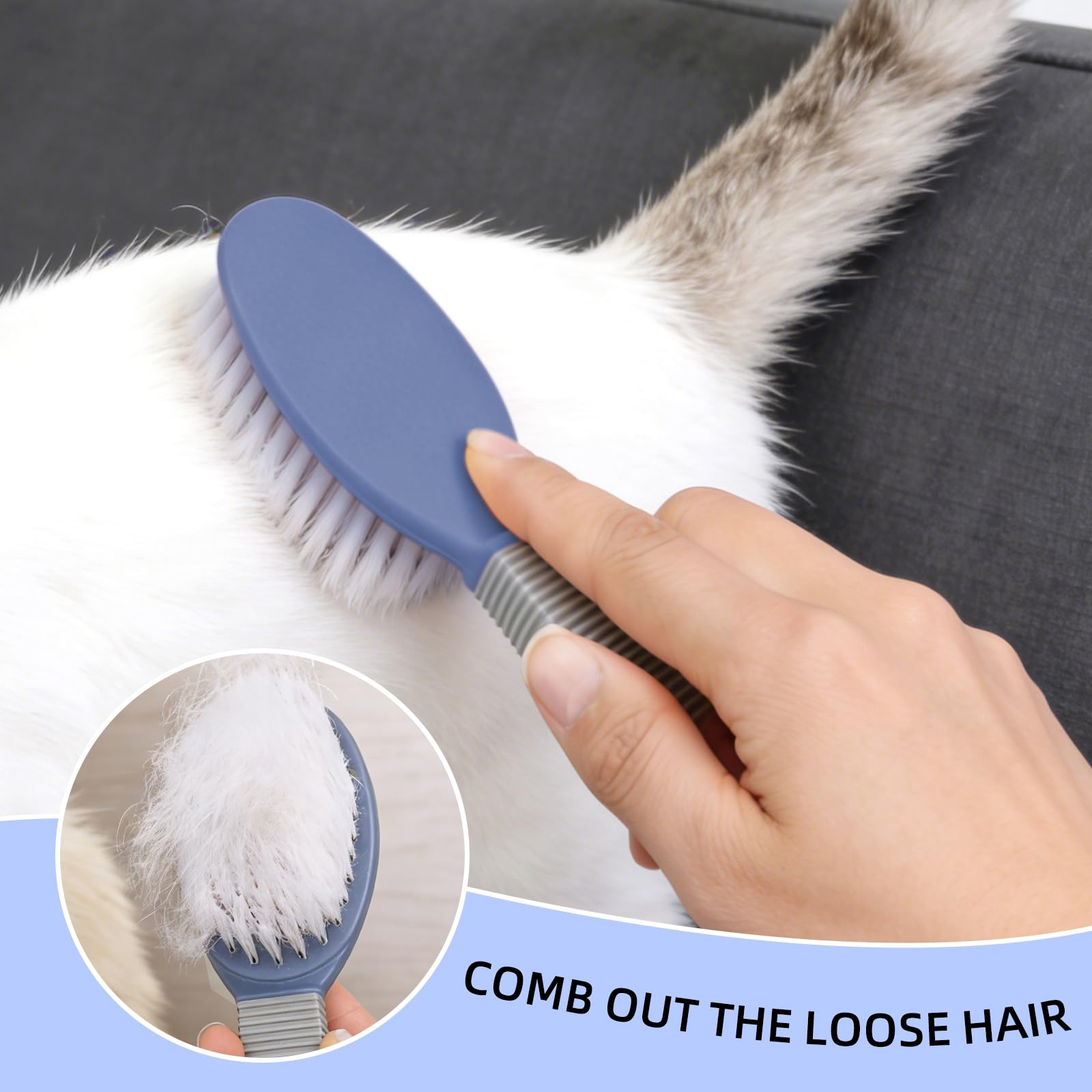 Cepillo para mascotas para perros y gatos de pelo corto, cerdas suaves y firmes, cepillo para desprendimiento, elimina el pelo suelto, el polvo y la suciedad