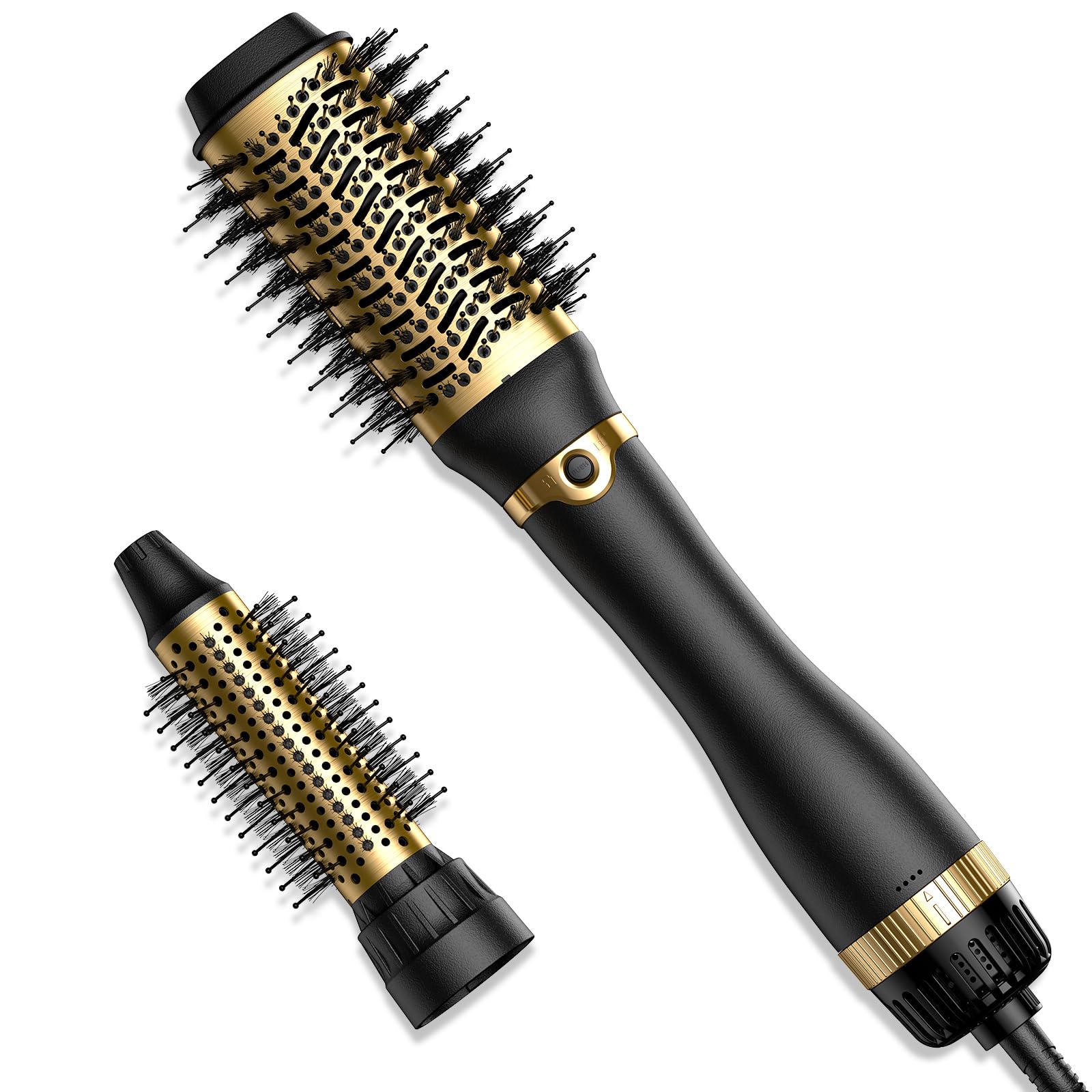 Hair Dryer Brush with Two Interchangeable Barrels (Oval and Round), Hot Air  Straightening and Volumizing Anti-Frizz Ceramic Titanium Brush