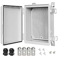 Vista 24 de LeMotech Caja Eléctrica, IP67 Impermeable con Bisagras Cubierta Transparente Pestillo de Acero Inoxidable Caja de Conexiones, Carcasa Eléctrica