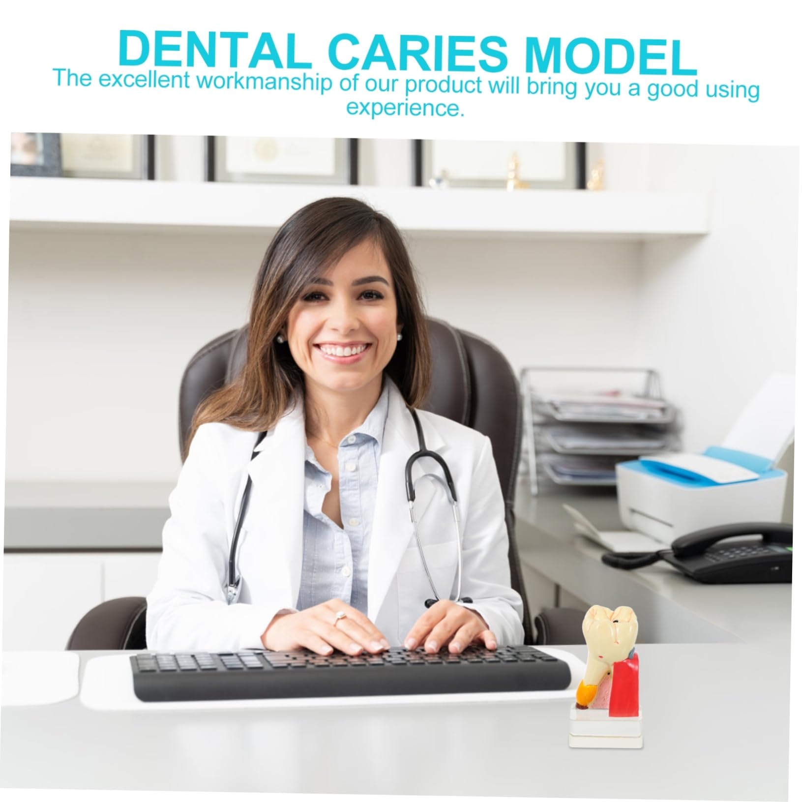 Modello Anatomico di Carie Dentale 4x in Resina Beige, Didattico | Dimostrazione e Insegnamento, Leggero e Portatile, per Odontoiatra, Uso Professionale in Studio