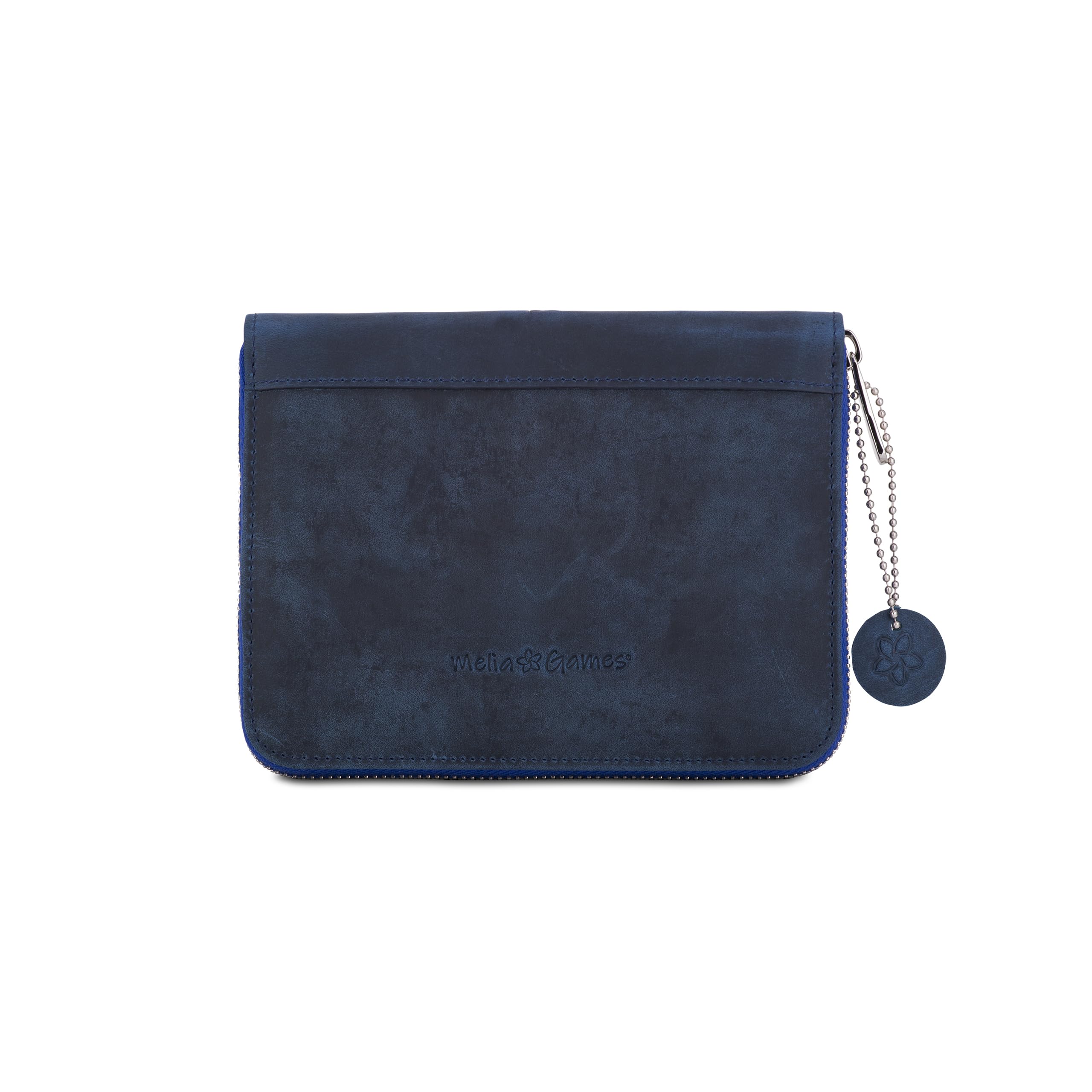 B-Ware Zestaw kart do gry Deluxe - Wysokiej jakości etui na karty z najlepszej skóry - kompletny zestaw obejmujący 2 talie kart, notatnik i ołówek (Navy Blue) - Defekty wizualne