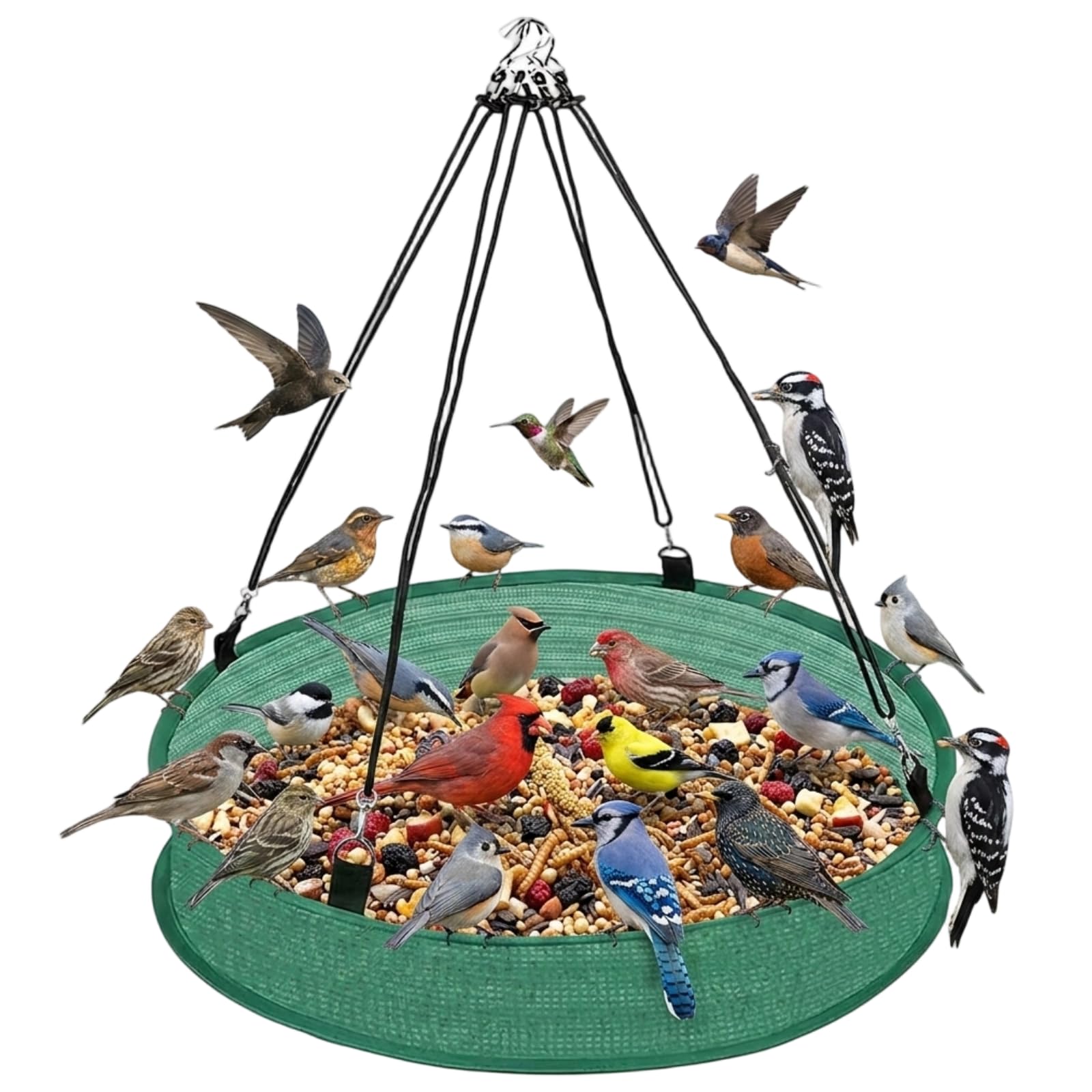 21" Bird Seed Catcher Tray, Bird Feeder Tray for Hanging Feeder, Large Breathable Mesh Platform with Fast Drainage, Outdoor Garden Ground Protector to Keep Lawn Clean, Wild Bird Feeding Station Base