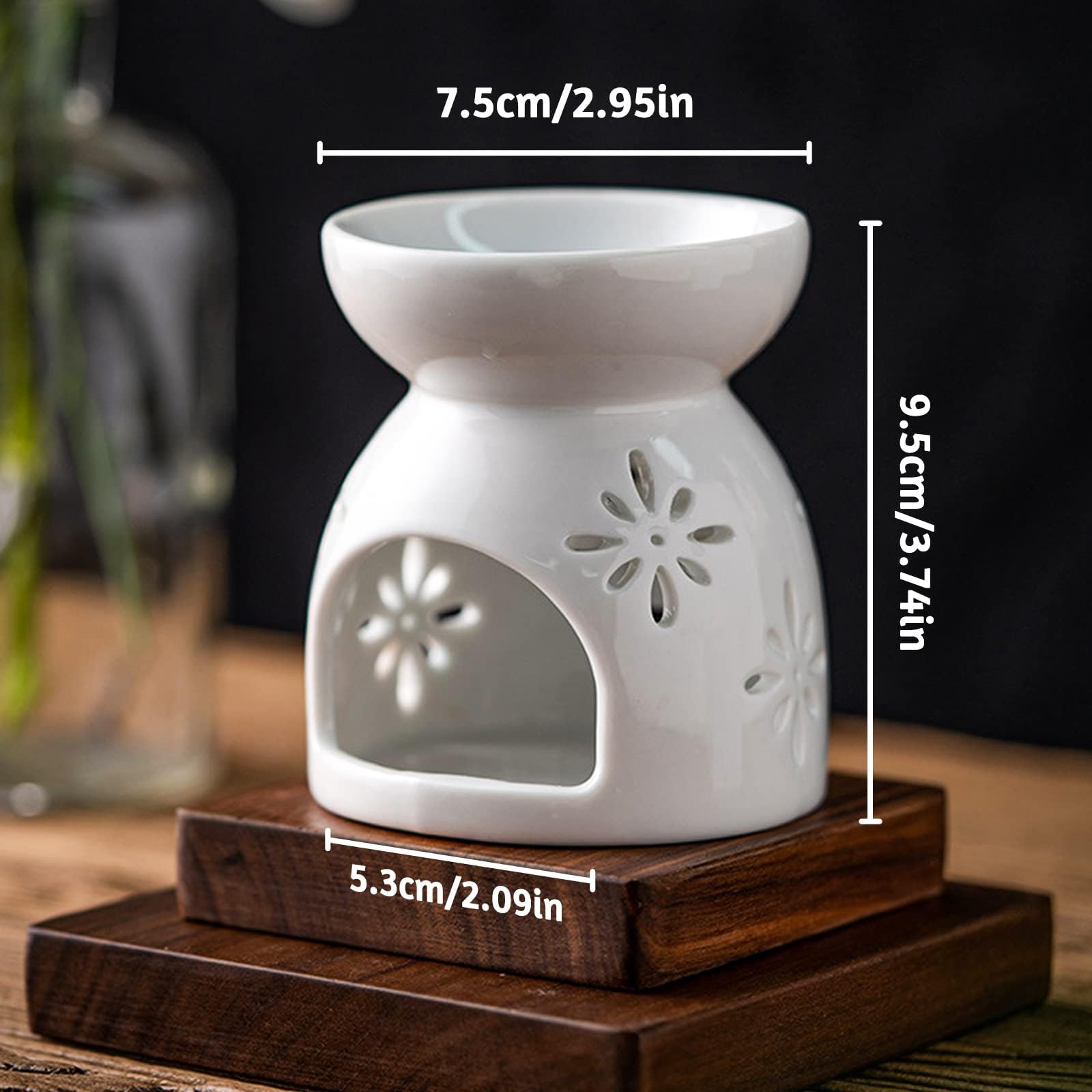 Ceramiczna lampa zapachowa do wosku, mini uchwyt na podgrzewacze, palnik olejowy do olejków eterycznych z woskiem zapachowym, palnik zapachowy z łyżeczką i dyfuzorem zapachowym