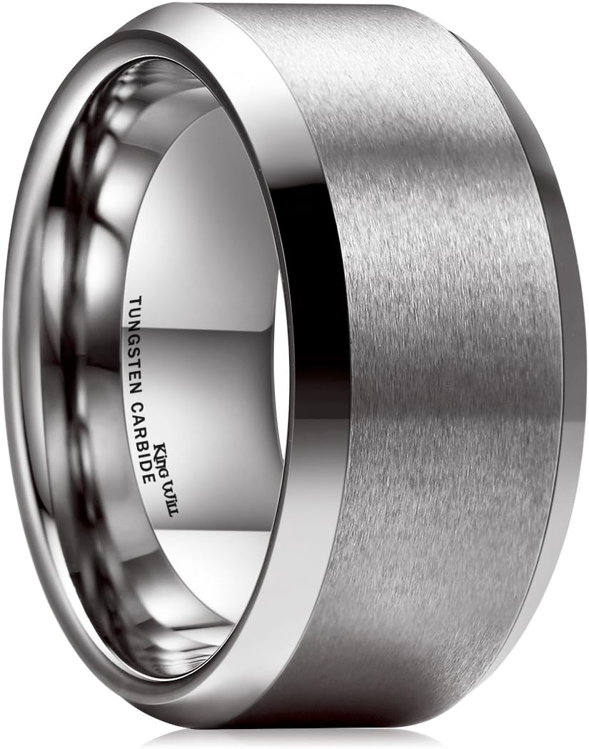 King Will GLORY 6mm 8mm 24k Gold Plated High Polished Comfort Fit Domed Tungsten Ring Wedding Band