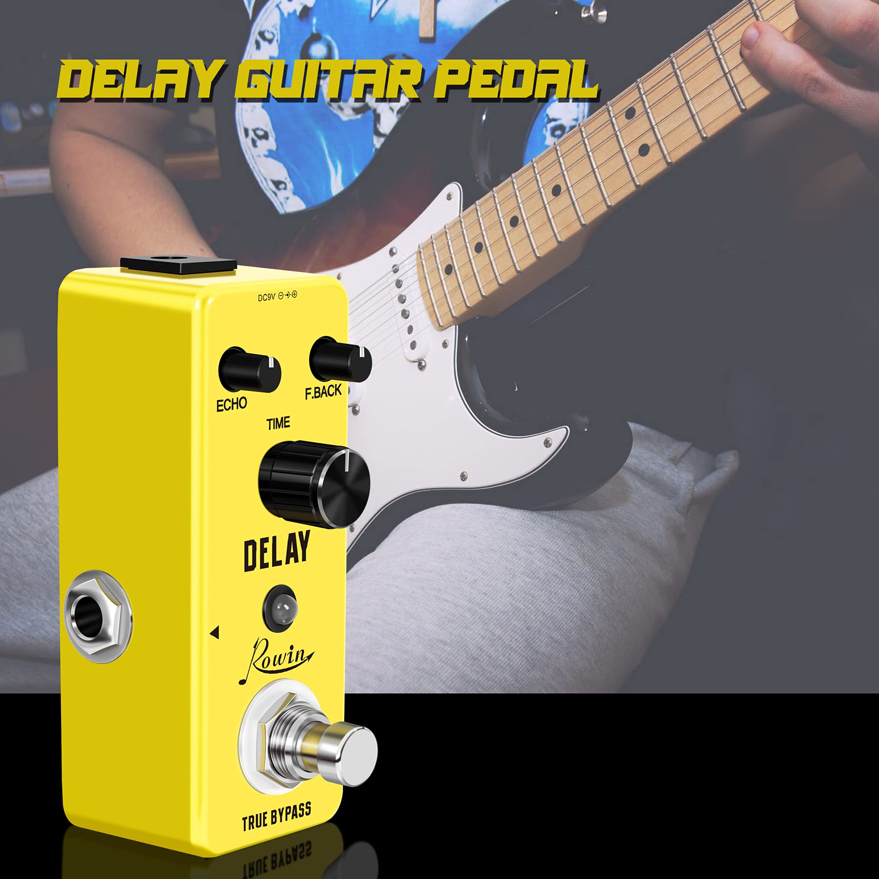 Rowin Guitar Delay Pedal Analog Classicl Delay Effect with True Bypass Switching, Fully Analog Circuit Universal for Guitar