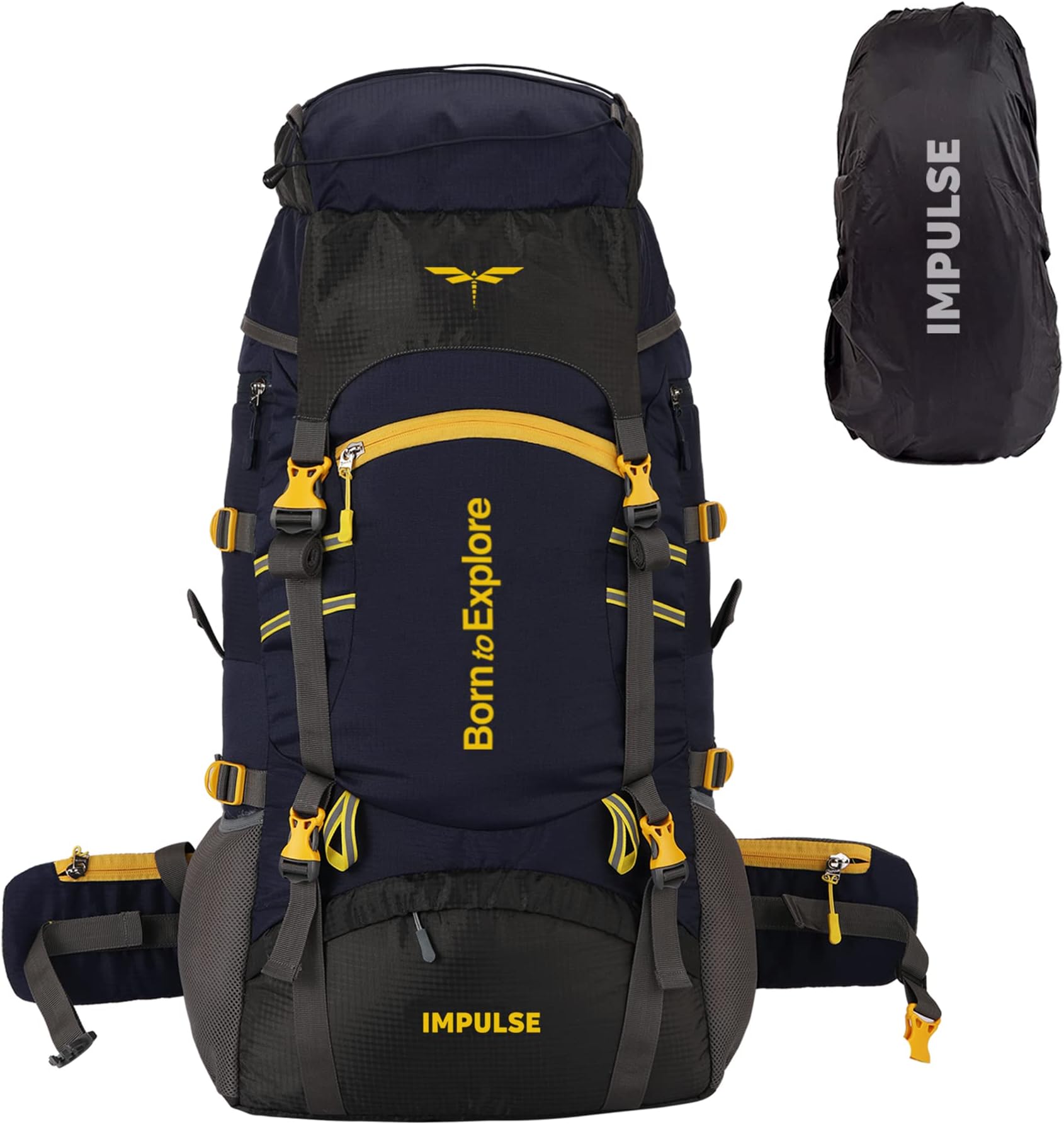 Impulse Inverse U 65 litres Waterproof Rucksack Backpack for men tourist bag for travel backpack for hiking trekking Bag for men camping bag with 1 Year Warranty Free Raincover, Cedar Blue, L, Casual