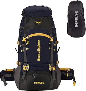 Impulse rucksack 60 litres travel bag for men tourist backpack for hiking, trekking, camping thames blue with 1 Year Warranty