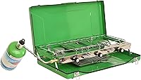 Flame King YSNBBQ-136M 3-Burner Portable Propane Camping Stove with Toast Tray - 20,400 BTU, Piezo Igniter for Backpacking & Outdoor Cooking