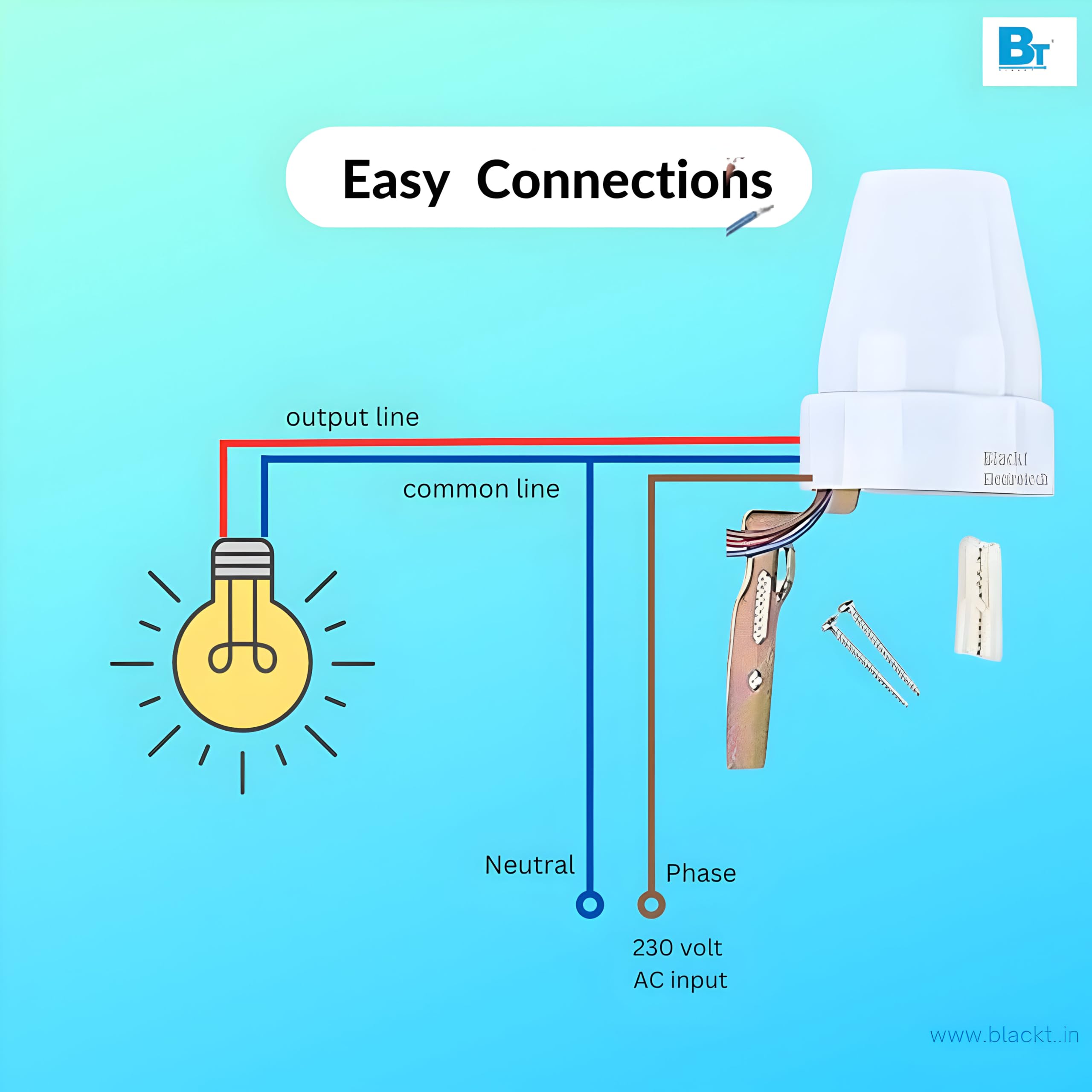 Blackt Electrotech: BT31P1 Day/Nights Auto on and off Photocell LDR Switch 2 PC PACK 2