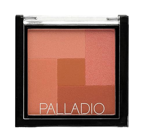 Palladio Rubor y bronceador de mosaico 2 en 1, polvo prensado para maquillaje facial suave y sedoso, cinco tonos de colores desde tonos brillantes