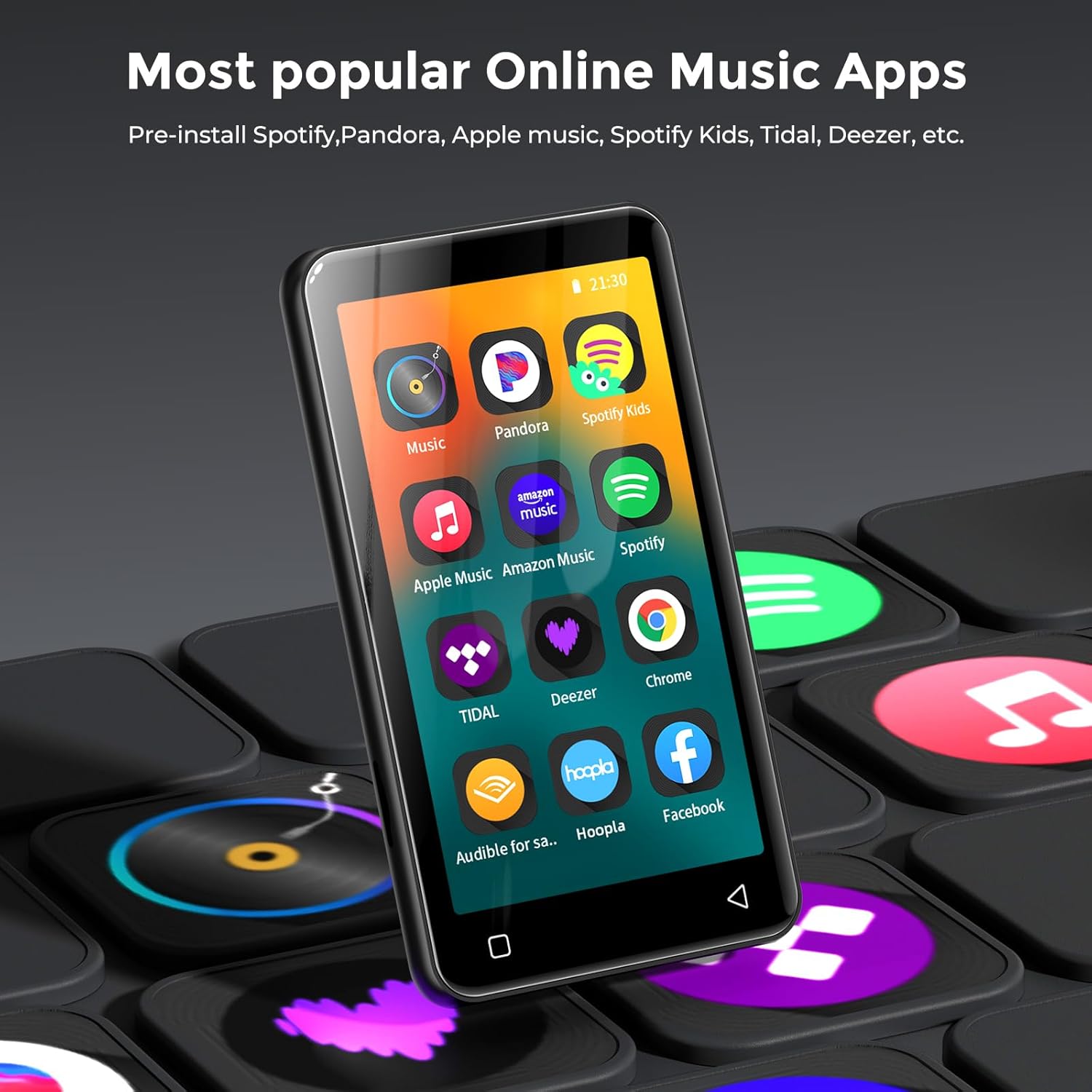 MP3 Player with Bluetooth and WiFi,MP3 Player with Spotify,Spotify Kids,Audible,Pandora,Amazon Music,4" Music Player MP4 Up to 1TB(80GB,Black) - Image 2