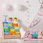Toddler Bookshelf for Kids,Organize Your Little One's Reading Adventure with Our Natural Wood Kids Bookshelf - Perfect for Ages 1-5! (Wood)