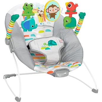 Bright Starts Playful Paradise Comfy Baby Babywippe mit beruhigender Vibration und Spielzeug Unisex 0-6 Monate