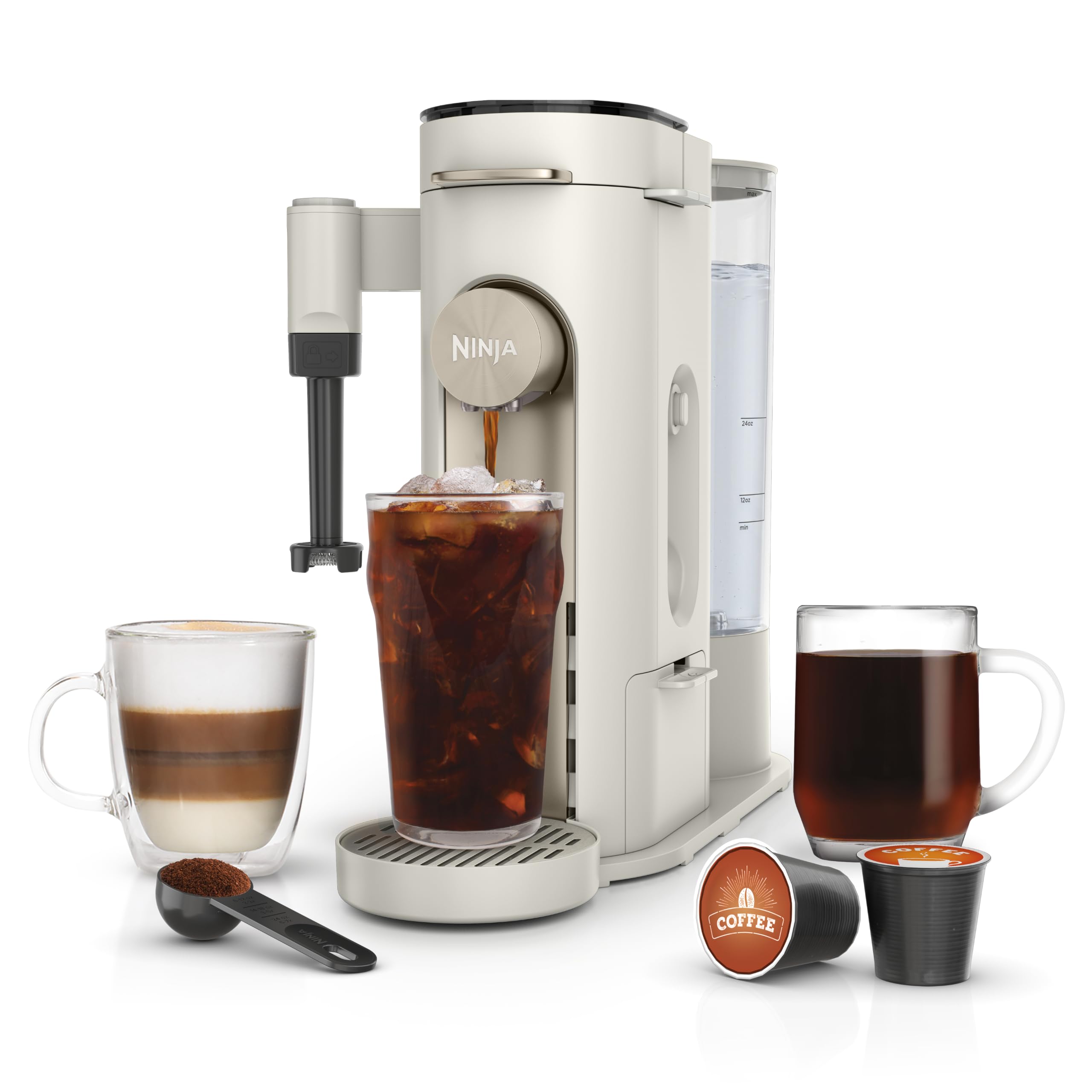 Pod and Grounds Coffee Maker, Amazon Exclusive Bone & Champagne