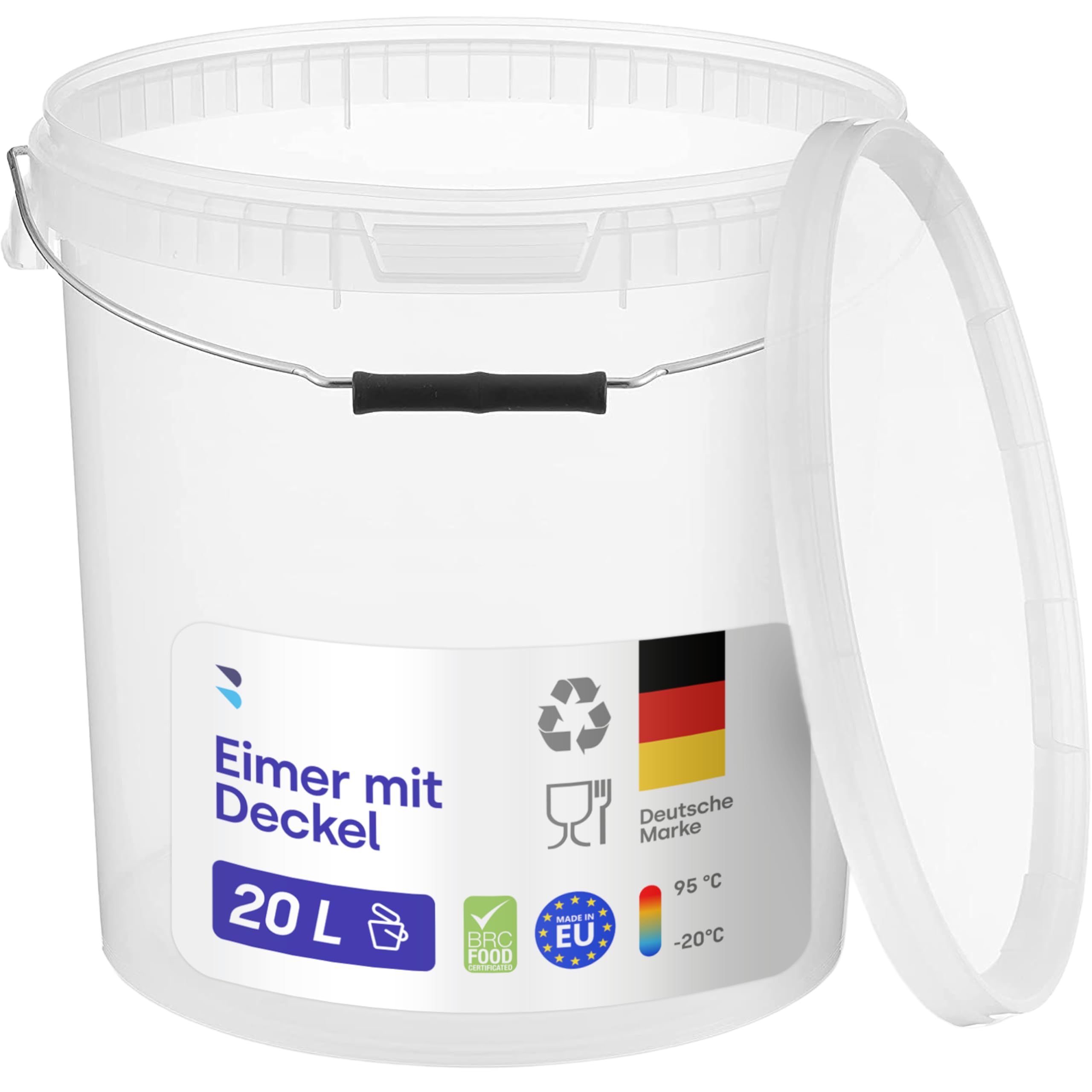 Eimer Deckel Schwarz BenBow 5x Eimer 30 Liter Mit Deckel - Lebensmittelecht, Luftdicht, Stapelbar, Für Garten & Lager 30 Liter Eimer