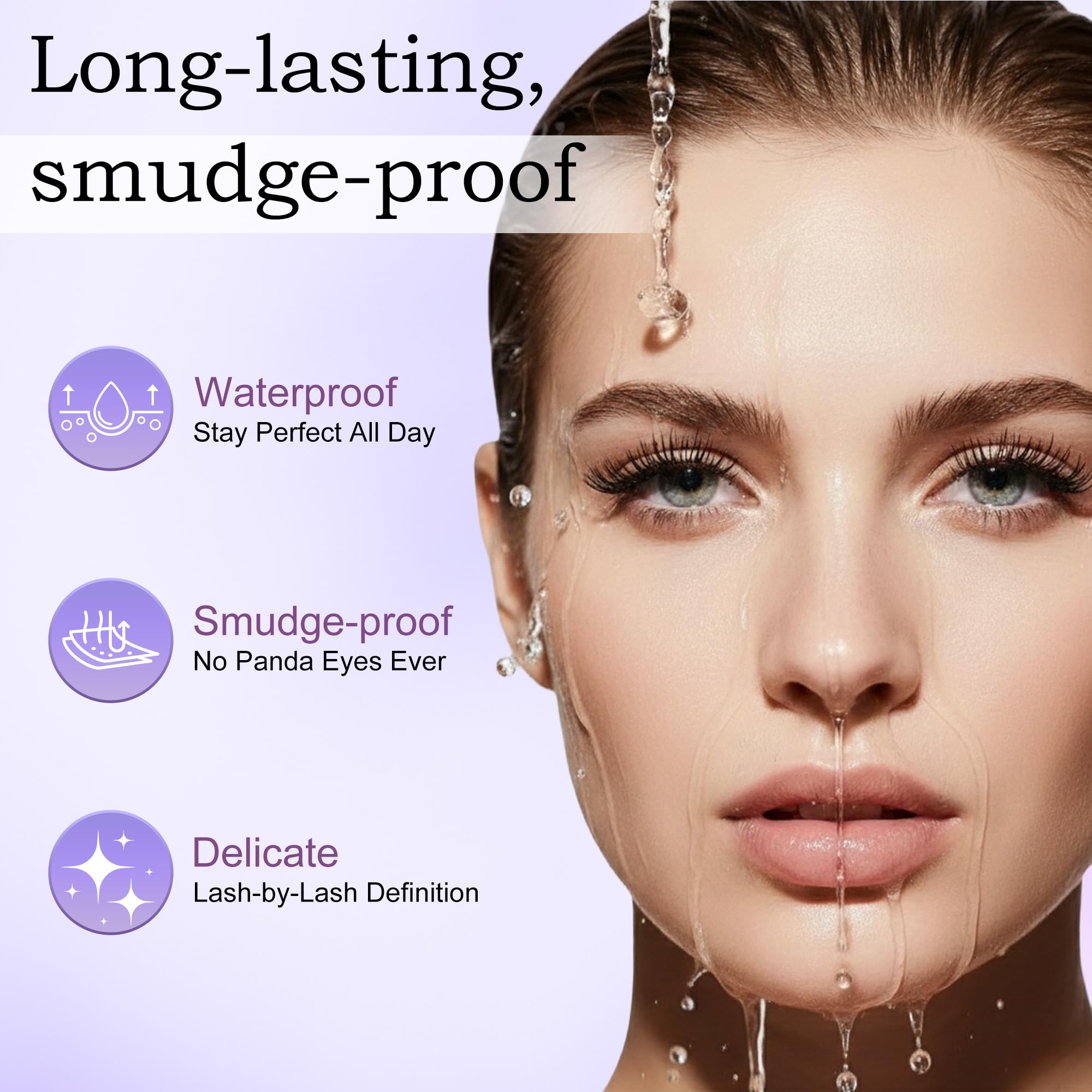 Iron Wand Mascara, 5D Curling Eyelash Iron Mascara with Washable Metal Wands, Waterproof Mascaras Black Volume and Length, Long-lasting Smudge Proof Mascaras for Lengthening Volumizing Eyelashes (1) — view 3